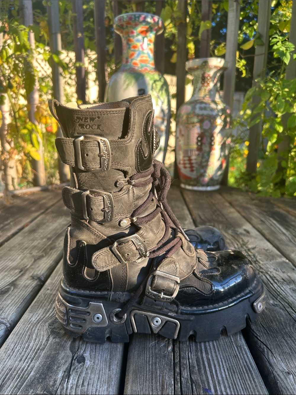 New Rock Platform Buckle Combat Boots EU 36 US 6 Goth Y2K